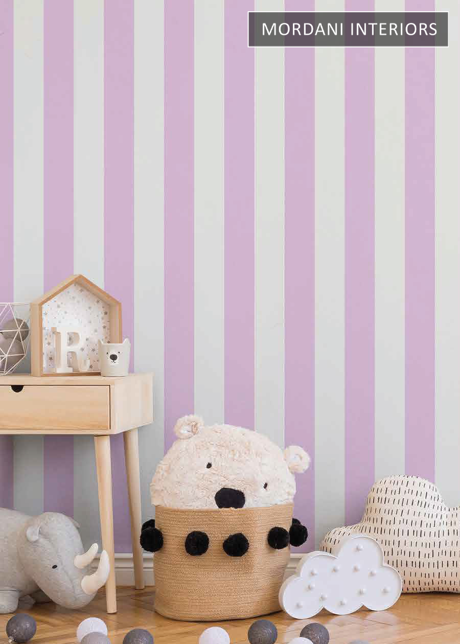 PINK STRIPE LITTLE LOVE KIDS WALLPAPER DESIGN